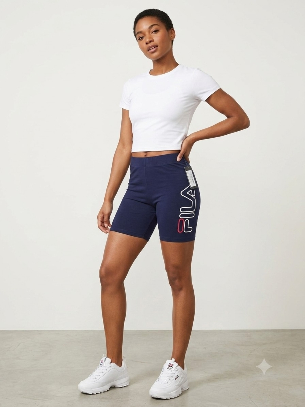 FILA Navy Bike Shorts with Side Logo